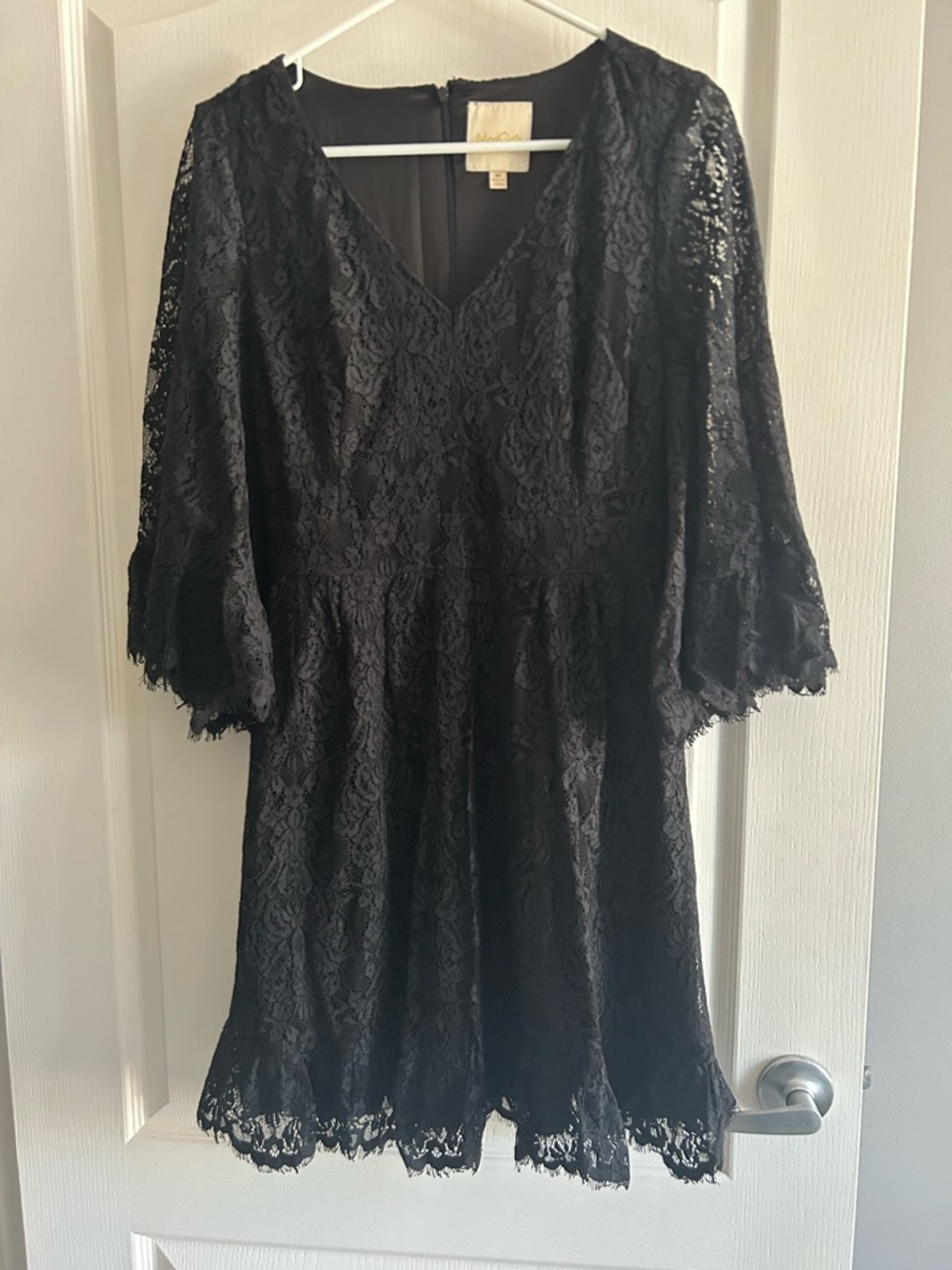 Black Lace Vneck with Bell sleeves dress